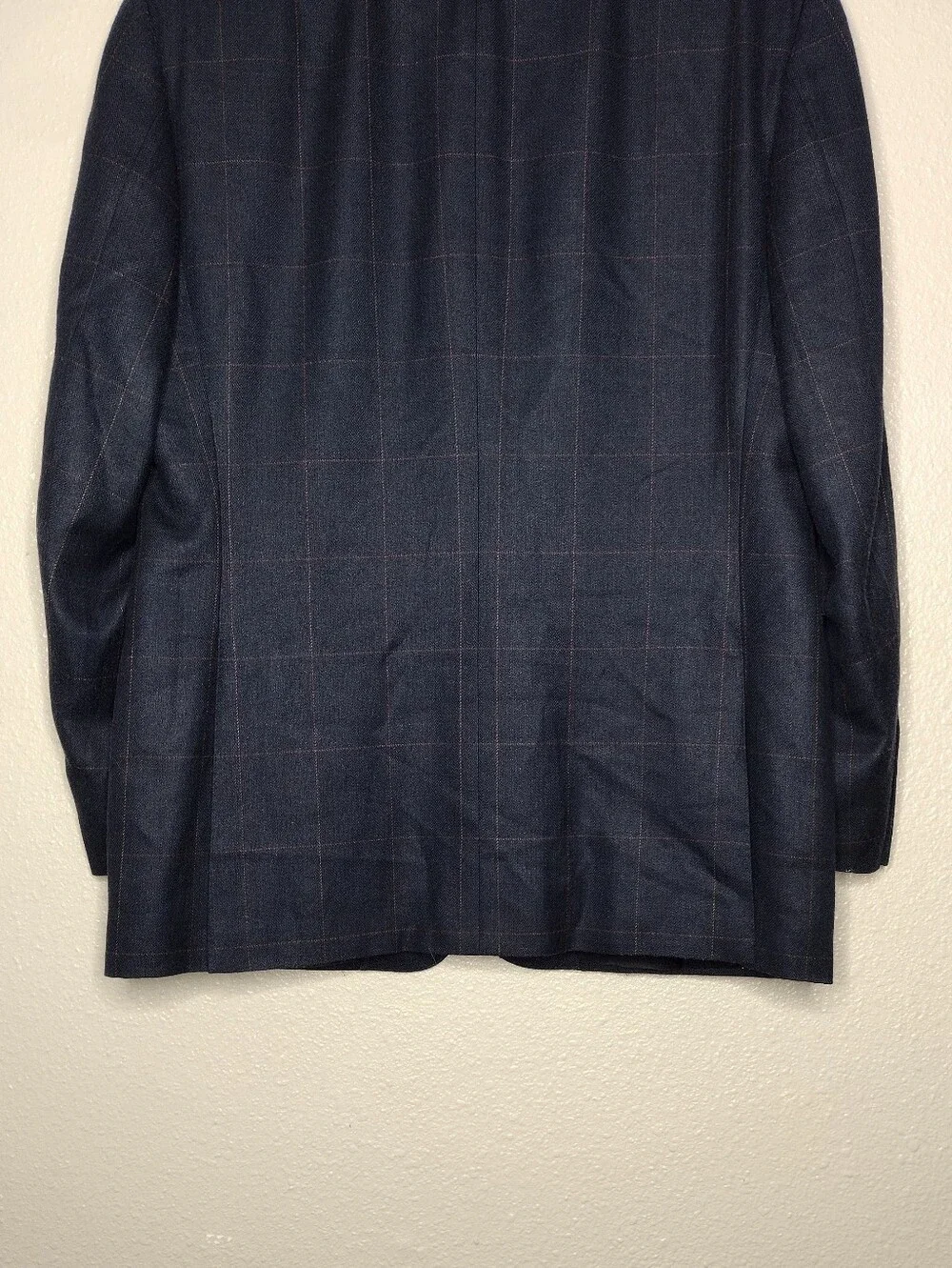 Canali Navy Windowpane Silk Wool Career Sport Coats Blazer Sz 38C